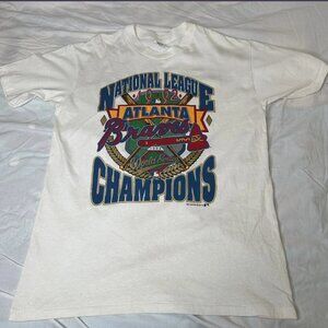 Vintage retro Atlanta Braves T shirt Steve Avery white tee 1992 world series